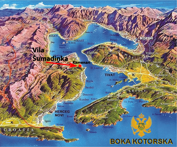 kumbor crna gora mapa Sobe | Apartmani | Crna Gora | Vila Šumadinka   Mapa kumbor crna gora mapa